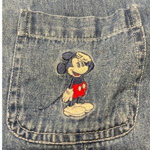 VTG Disney Womens Mickey Mouse Denim USA Flag Jean Vest Size Large Sleeveless